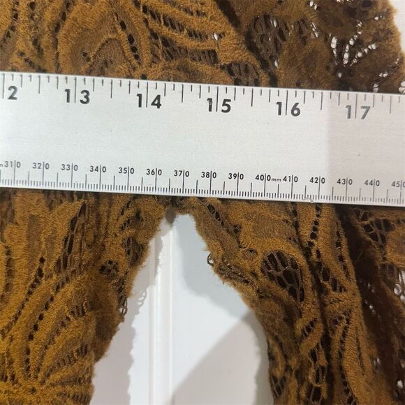 Free People brown lace puff sleeve minidress S boho romantic cottagecore witchy - Picture 4 of 8